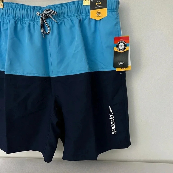 Speedo Swim Trunks Shorts Size XL (W 38) Navy Blue & Blue, Built-In Brief - Picture 6 of 11